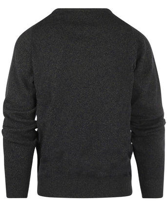 William Lockie Round Neck Lambswool Pullover | Navy/Seaweed