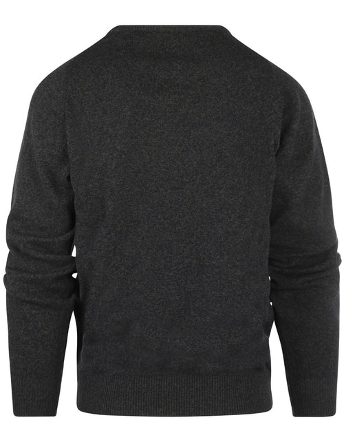 William Lockie Round Neck Lambswool Pullover | Navy/Seaweed