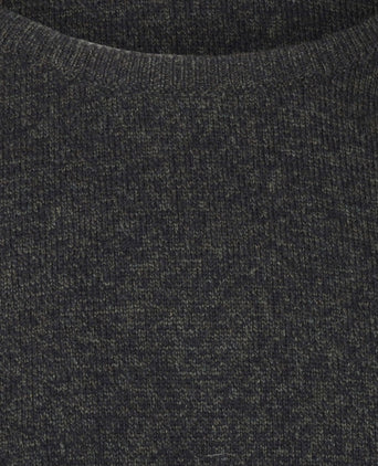 William Lockie Round Neck Lambswool Pullover | Navy/Seaweed