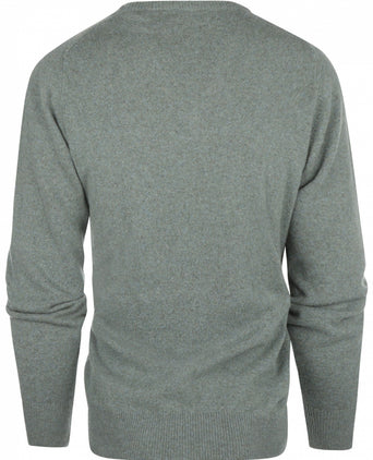 William Lockie Round Neck Lambswool Pullover | Caspian/Landscape