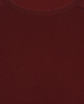 William Lockie Round Neck Lambswool Pullover | Bordeaux