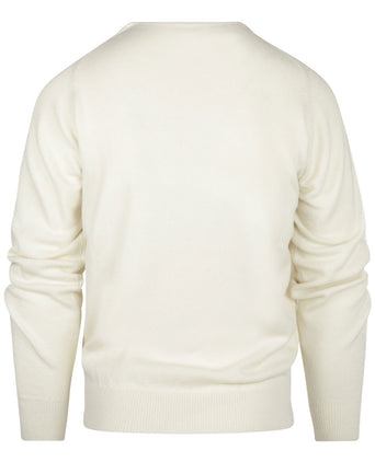 William Lockie Round Neck Lambswool Pullover | Ecru