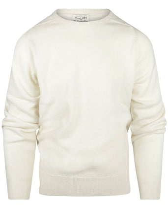 William Lockie Round Neck Lambswool Pullover | Ecru