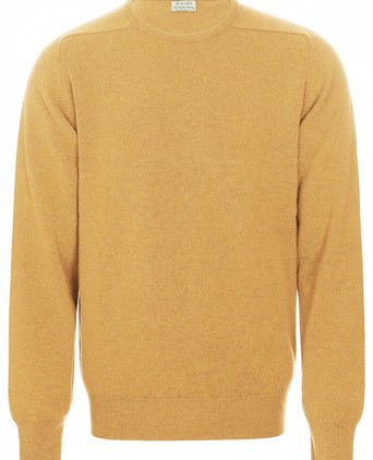 William Lockie Round Neck Lambswool Pullover | Harvest Gold