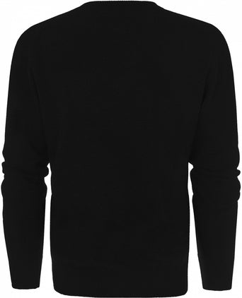 William Lockie Round Neck Lambswool Pullover | Black
