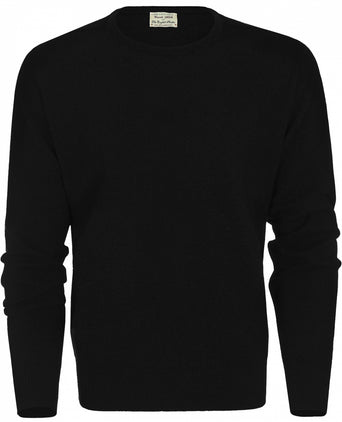 William Lockie Round Neck Lambswool Pullover | Black