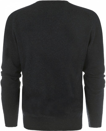 William Lockie Round Neck Lambswool Pullover | Charcoal