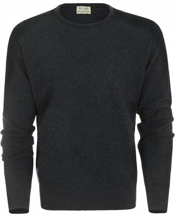 William Lockie Round Neck Lambswool Pullover | Charcoal