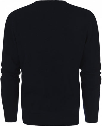 William Lockie V-neck Lambswool Pullover | Navy