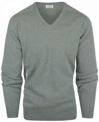 William Lockie V-neck Lambswool Pullover | Caspian/Landscape