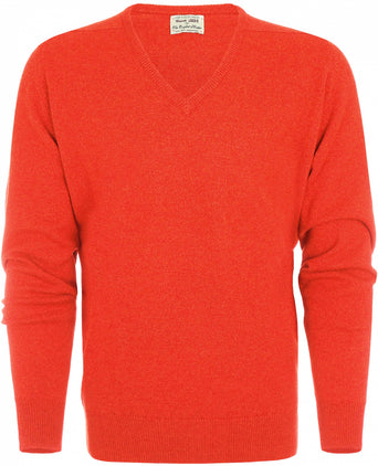 William Lockie Pullover Lambswool V-neck | Inferno
