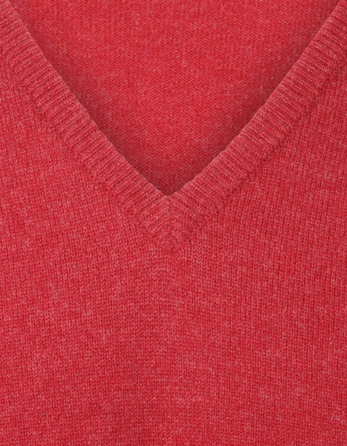 William Lockie V-neck Lambswool Pullover | Poppy Melange