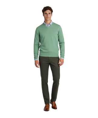 Cotton v-neck sweater | Green Cotton v-neck sweater | Green