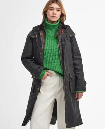 Barbour Long Cannich Wax Jacket Women's | Green