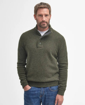Pullover with zip and button closure | Green