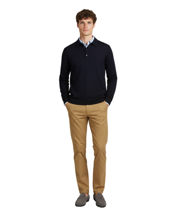 Pullover polo merino wool | Navy