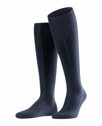 Lhasa rib men's knee socks | Blue