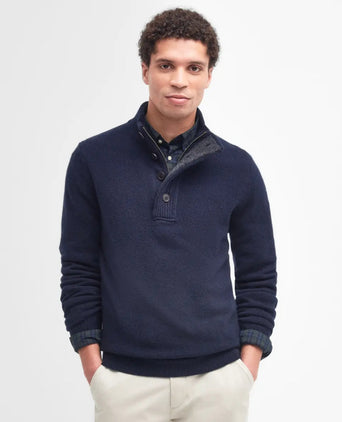 Zip-up button-down sweater | Navy Blue
