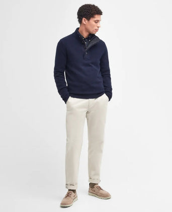 Zip-up button-down sweater | Navy Blue