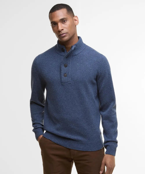 Pullover with zipper and button closure | Blue