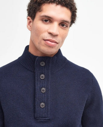 Zip-up button-down sweater | Navy Blue
