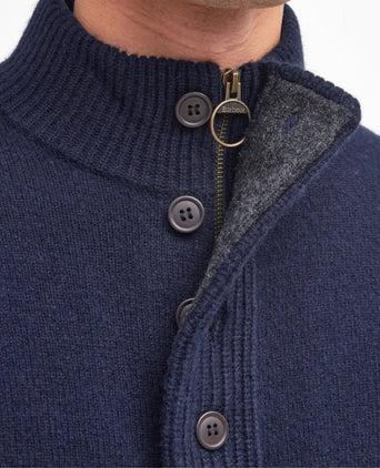 Zip-up button-down sweater | Navy Blue
