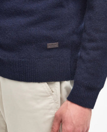 Zip-up button-down sweater | Navy Blue