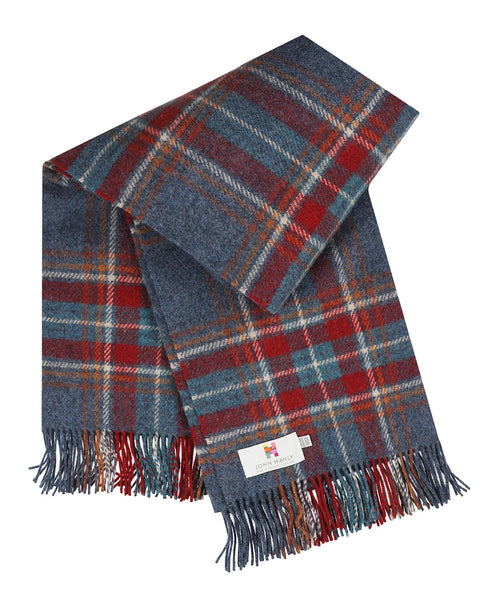 Irish Plaid from Shetland Wool | Denim Blue Rust Red Plaid
