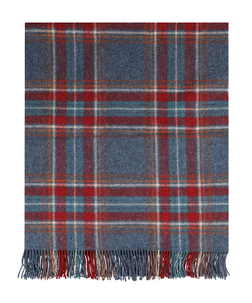 Irish Plaid from Shetland Wool | Denim Blue Rust Red Plaid