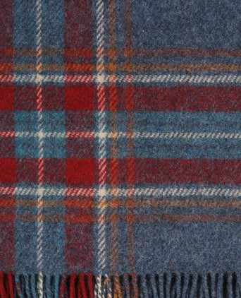 Irish Plaid from Shetland Wool | Denim Blue Rust Red Plaid
