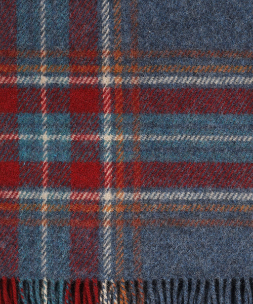 Irish Plaid from Shetland Wool | Denim Blue Rust Red Plaid