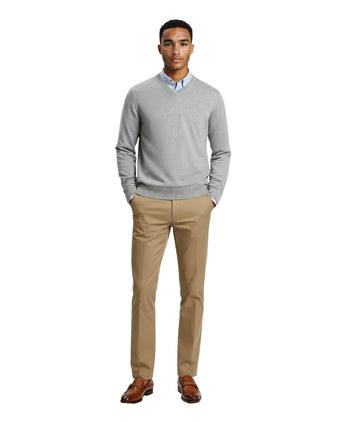 Cotton v-neck sweater | Light Grey