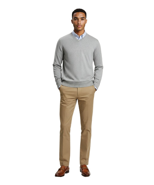 Cotton v-neck sweater | Light Grey