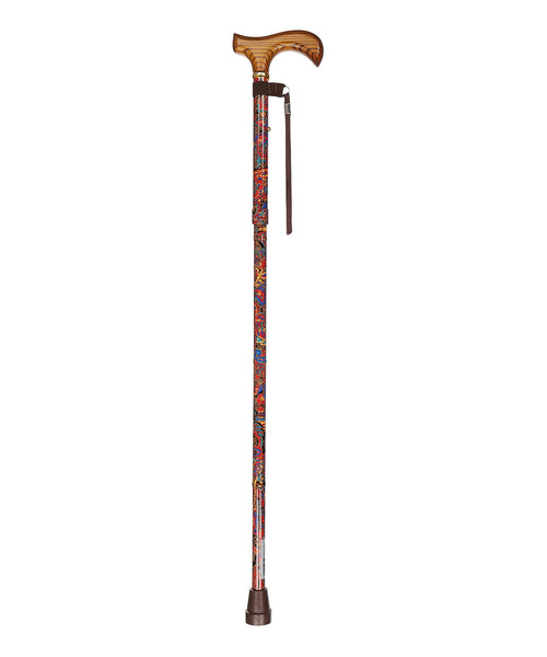 Folding Walking Stick | Red Paisley