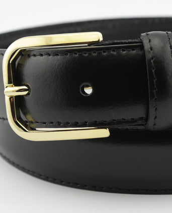 Leather Belt Gold Buckle | Black