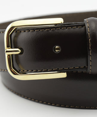 Leather Belt Gold Buckle | Brown Leather Belt Gold Buckle | Brown