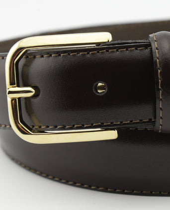 Leather Belt Gold Buckle | Brown