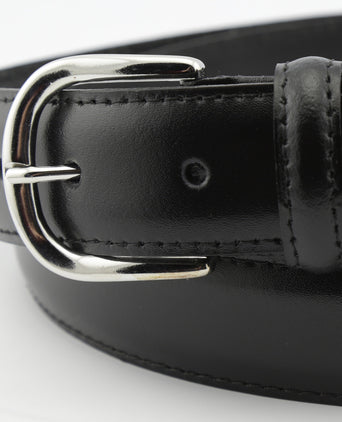 Leather Belt Silver Stripe | Black