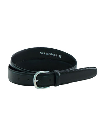 Leather Belt Silver Stripe | Black