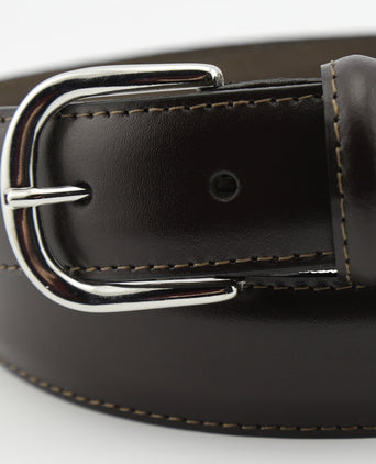 Leather Belt Silver Stripe | Brown