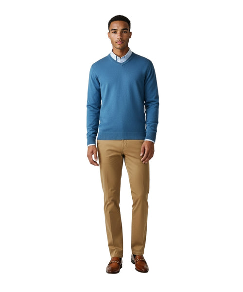 Cotton v-neck sweater | Blue