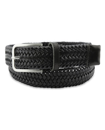 Elegant Braided Leather Belt | Black