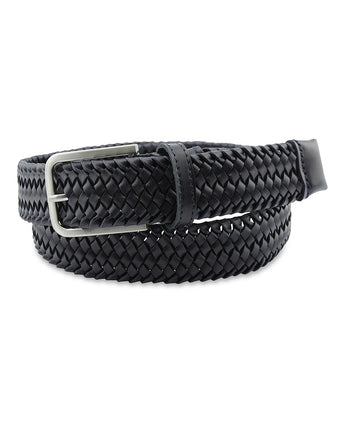Elegant Braided Leather Belt | Navy Blue