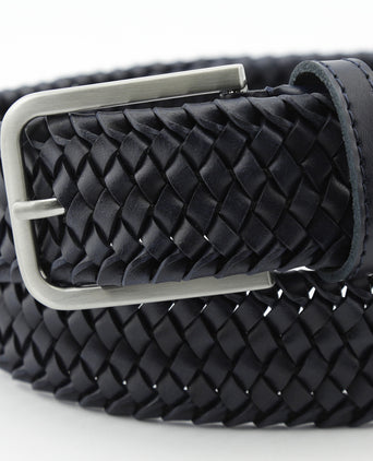 Elegant Braided Leather Belt | Navy Blue
