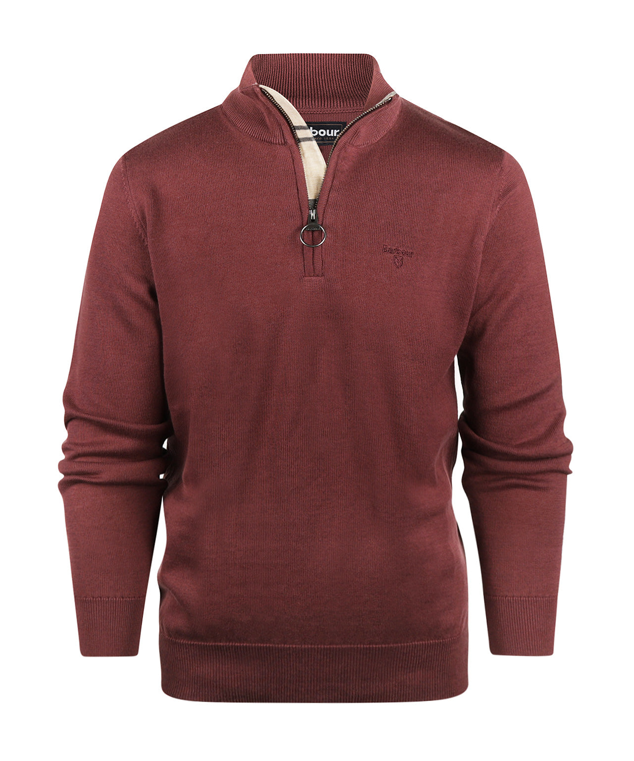 Barbour Cotton Half Zip Pullover Red