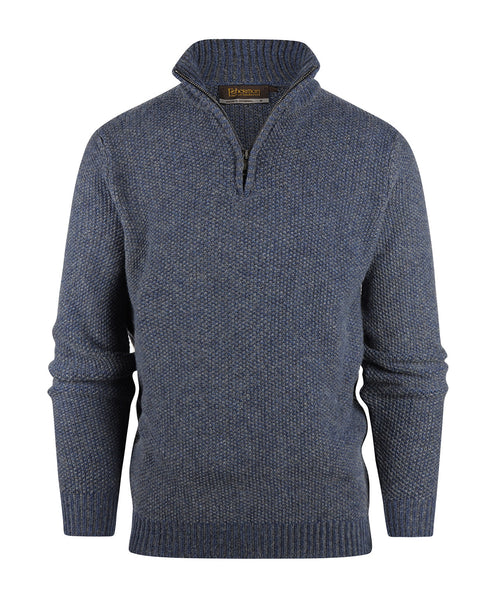 Pullover met rits | Denim Blauw