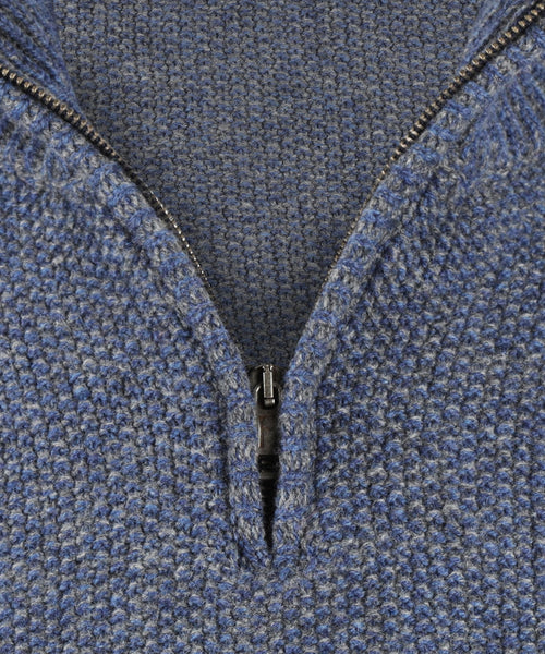 Pullover met rits | Denim Blauw