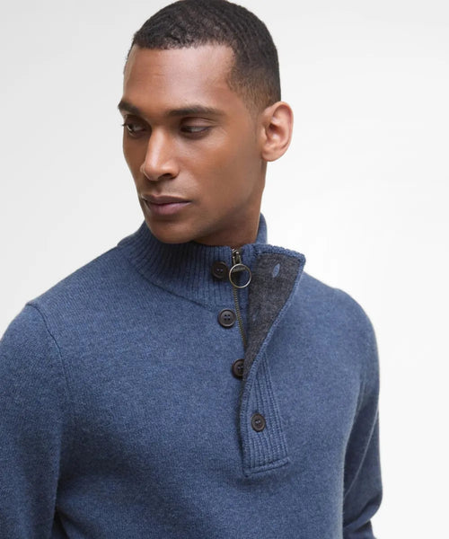 Pullover with zipper and button closure | Blue