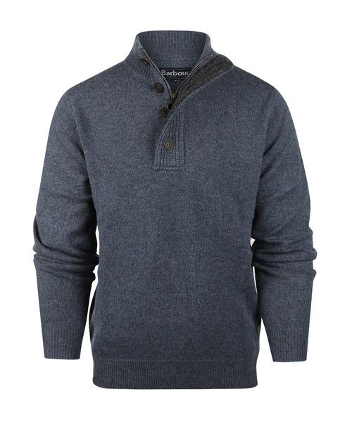 Pullover with zipper and button closure | Blue