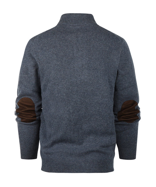 Pullover with zipper and button closure | Blue